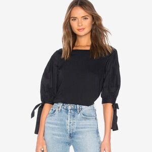 Cinq a Sept Daise Tee Size XS Black Blouse Clean Girl Elevated Basics Minimalist